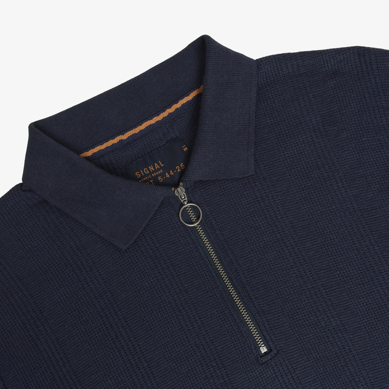 PittSi Structured Zip Polo - Deep Marine