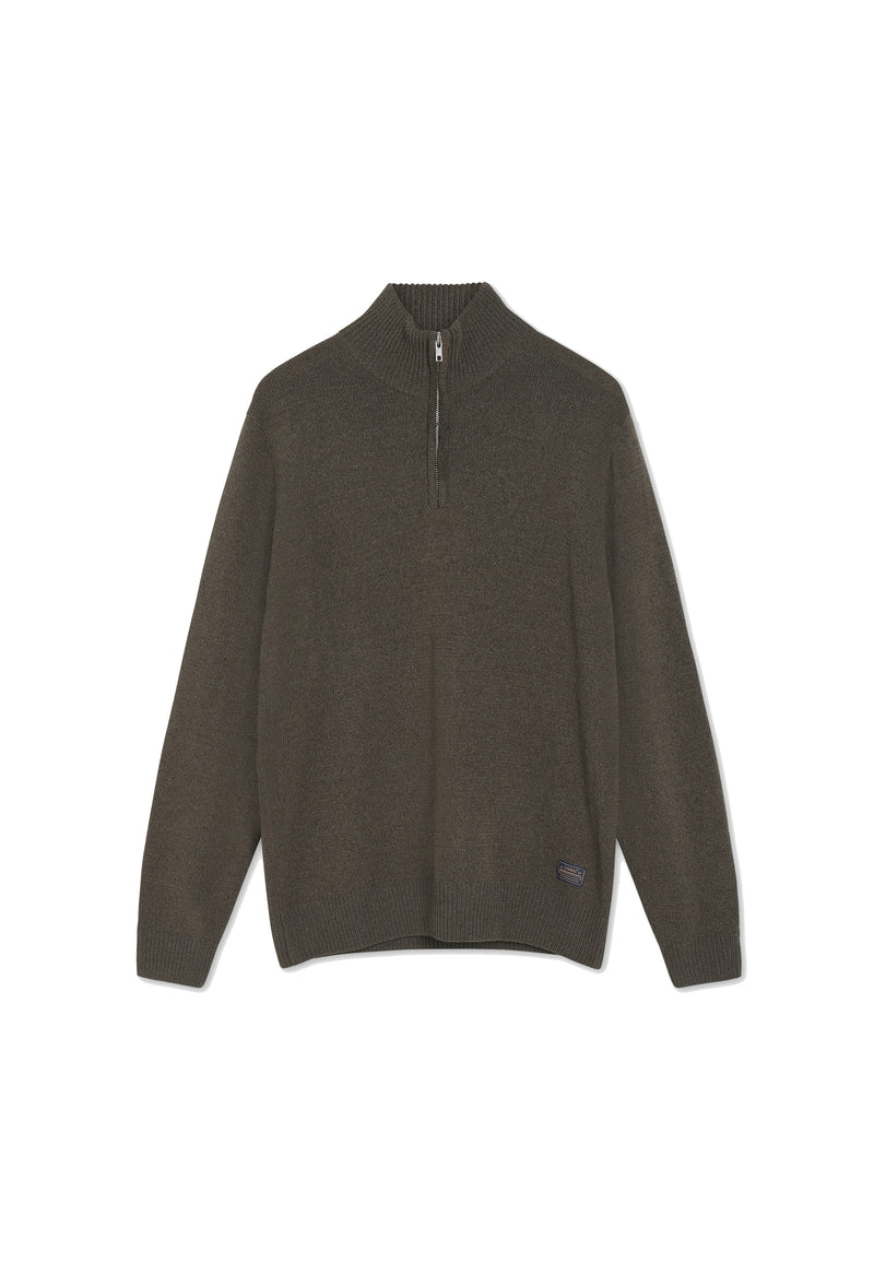 12554 UffeSi Halfzip Knit - Brown Coffee