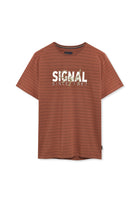 13656 LewiSi Subtle Stripe Print - Rusty Red