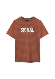 13656 LewiSi Subtle Stripe Print - Rusty Red