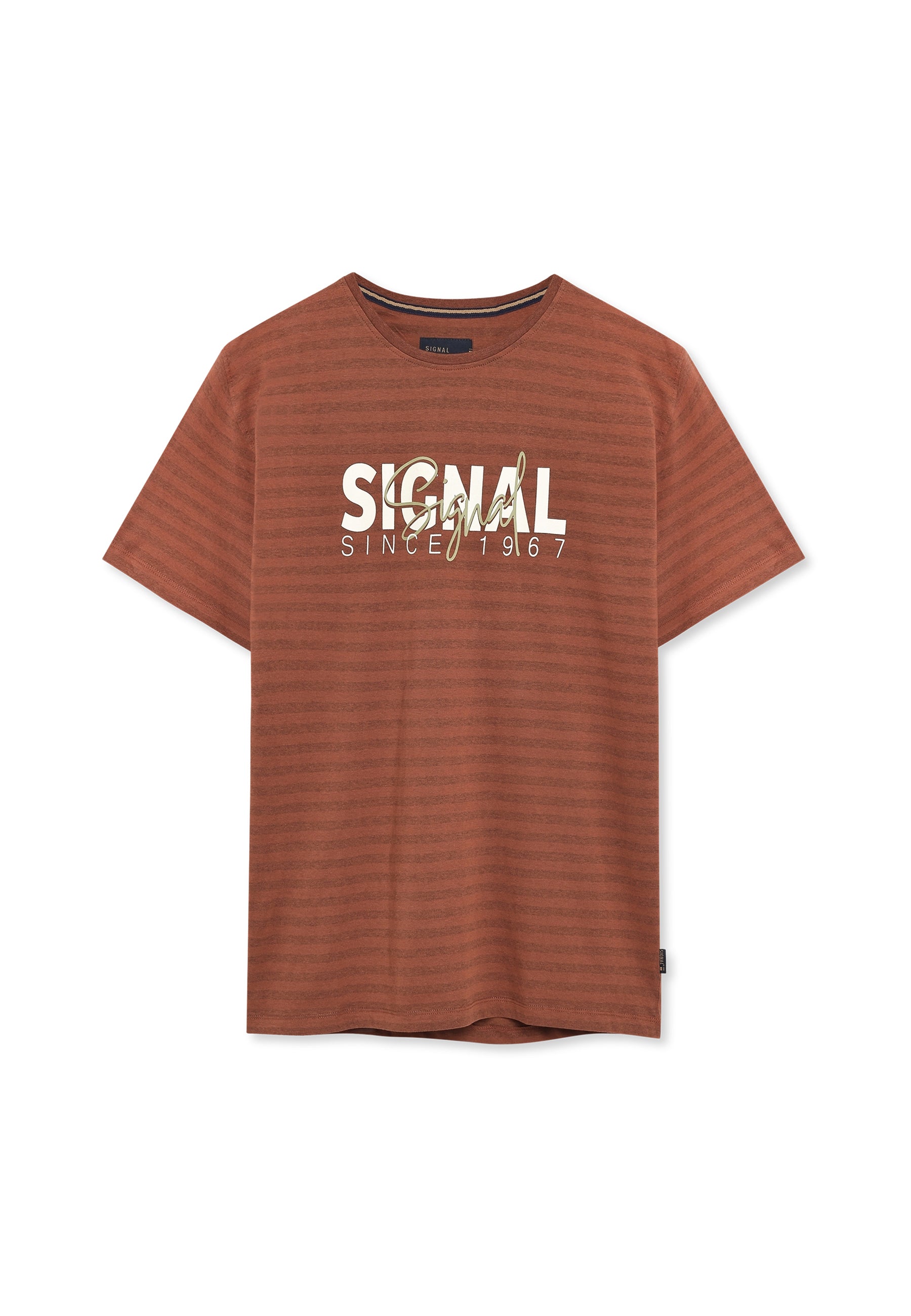 13656 LewiSi Subtle Stripe Print - Rusty Red