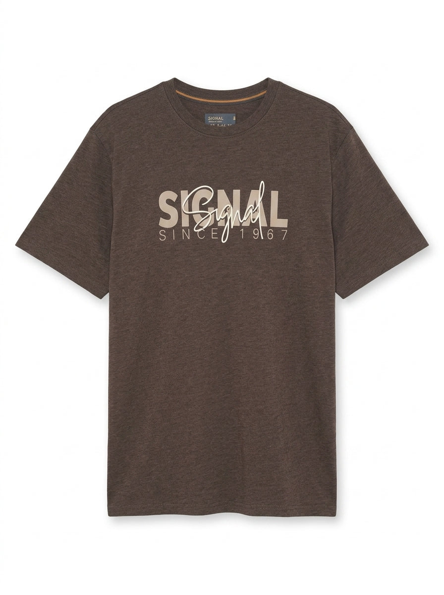 13591 OwenSi Print Tee + - Brown Coffee