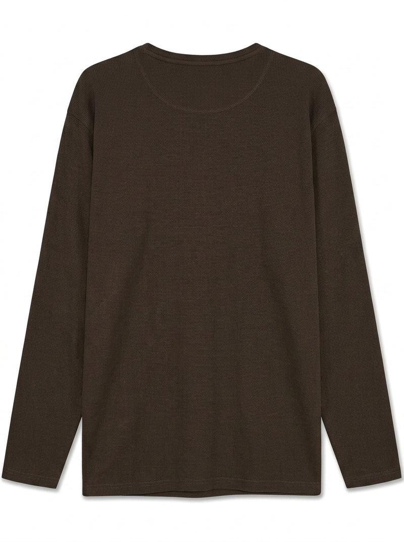 13632 FredSi Waffle Tee LS - Brown Coffee
