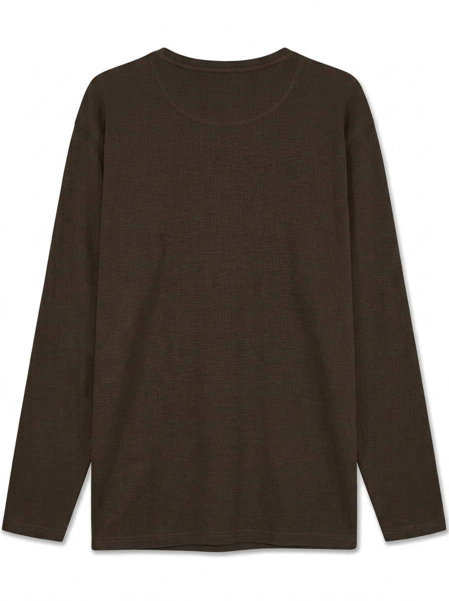 13632 FredSi Waffle Tee LS - Brown Coffee