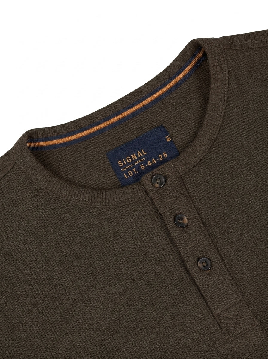 13632 FredSi Waffle Tee LS - Brown Coffee