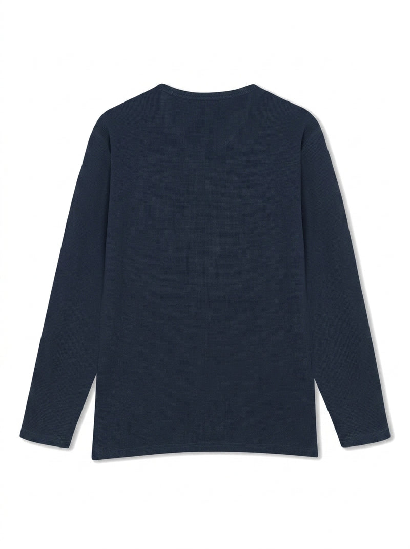 13632 FredSi Waffle Tee LS - Deep Marine