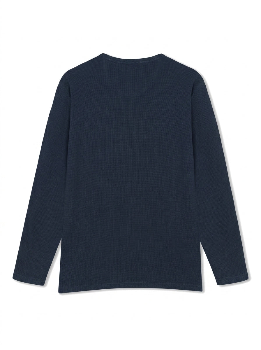 13632 FredSi Waffle Tee LS - Deep Marine