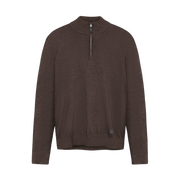 KlausSI Halfzip + Knit - Brown Bark melange