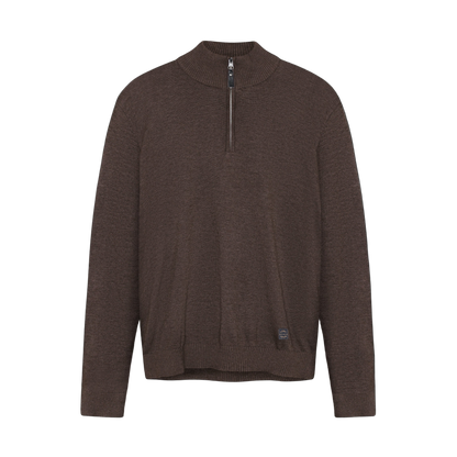 KlausSI Halfzip + Knit - Brown Bark melange