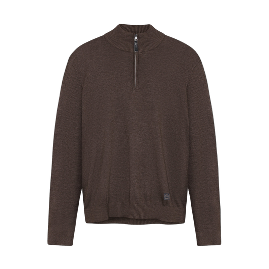 KlausSI Halfzip + Knit - Brown Bark melange