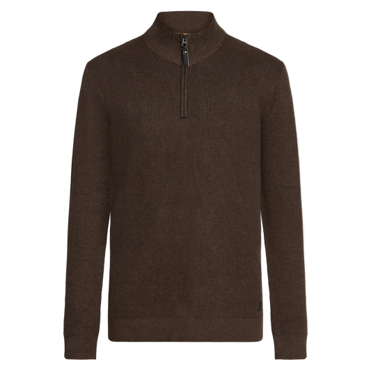KeanuSi Structure Halfzip + Knit - Brown Bark melange