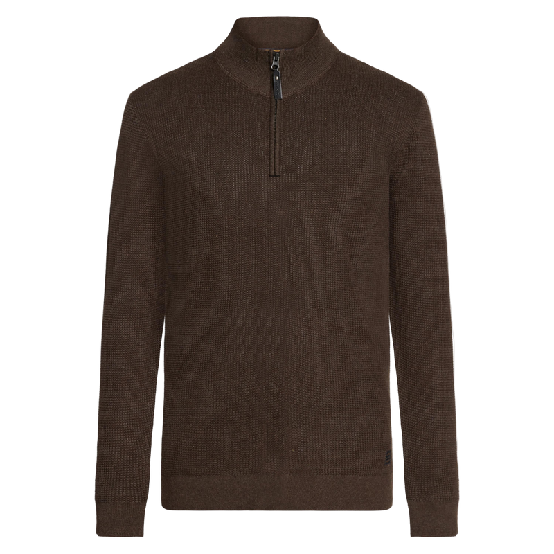 KeanuSi Structure Halfzip + Knit - Brown Bark melange