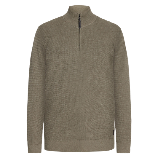 KeanuSi Structure Halfzip + Knit - Green Kalamata Melange