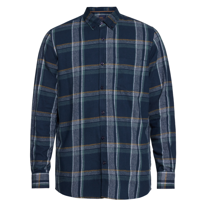 BruceSi Check + L/S Shirts - Deep Marine