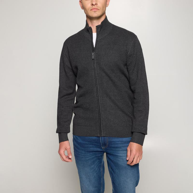 KaiSi Structure Cardigan+ - Deep grey melange
