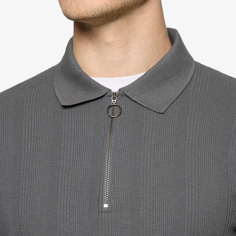 PittSi Structured Zip Polo - Shadow grey