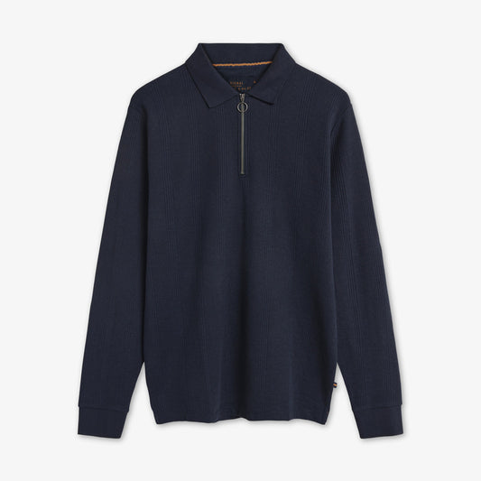 PittSi Structured Zip Polo - Deep Marine