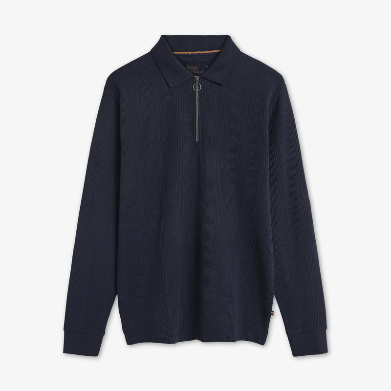 PittSi Structured Zip Polo - Deep Marine