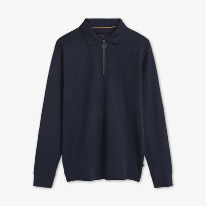 PittSi Structured Zip Polo - Deep Marine