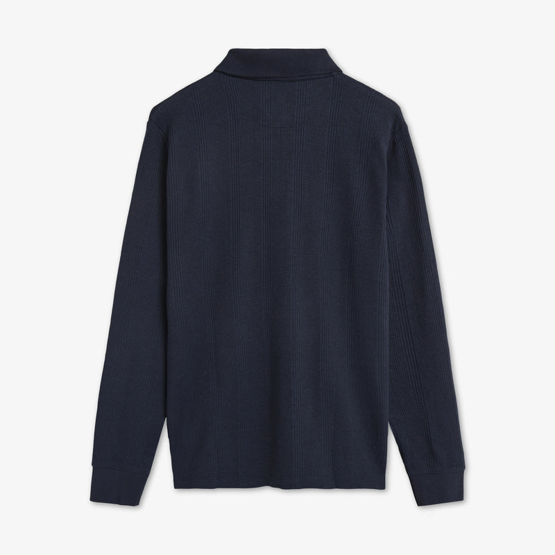 PittSi Structured Zip Polo - Deep Marine