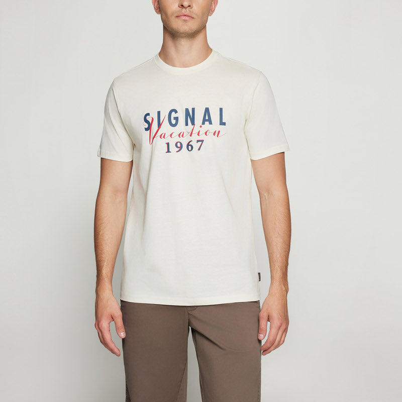 FinnSi Front Print Tee + - Ecru Vapor