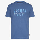 FinnSi Front Print Tee + - True Blue Melange