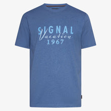 FinnSi Front Print Tee + - True Blue Melange
