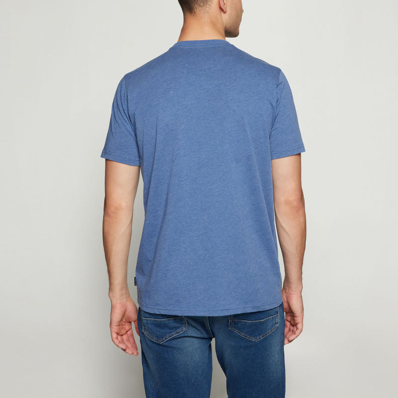 FinnSi Front Print Tee + - True Blue Melange