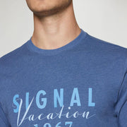 FinnSi Front Print Tee + - True Blue Melange