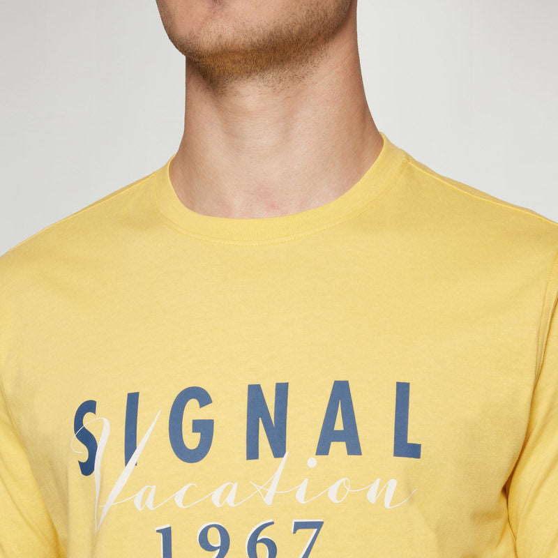 FinnSi Front Print Tee + - Yellow Buff