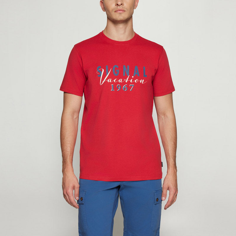 FinnSi Front Print Tee + - Dusty red