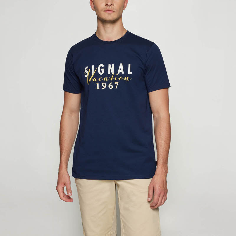 FinnSi Front Print Tee + - Blue Captain