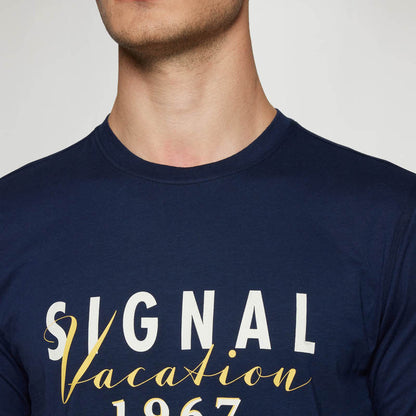 FinnSi Front Print Tee + - Blue Captain