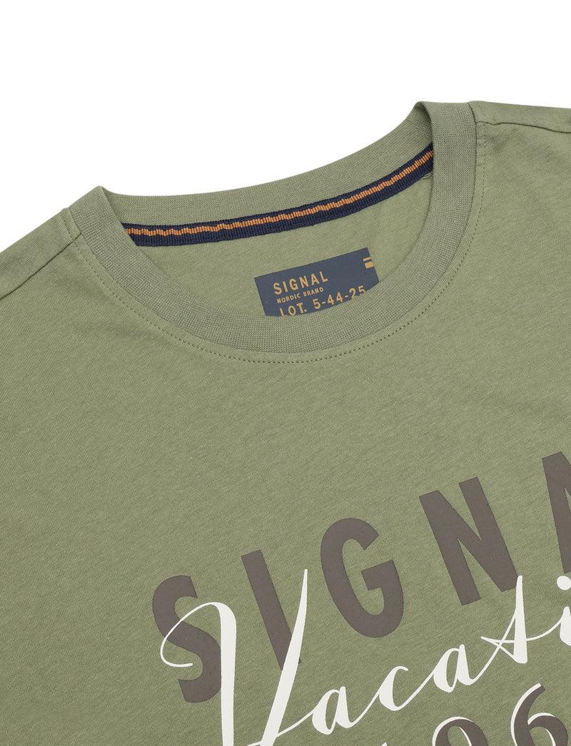 FinnSi Front Print Tee + - Oil Green