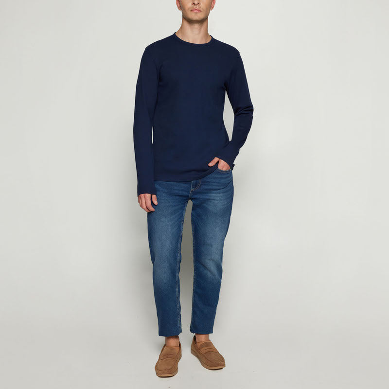 FredSi Waffle Tee LS - Blue Captain