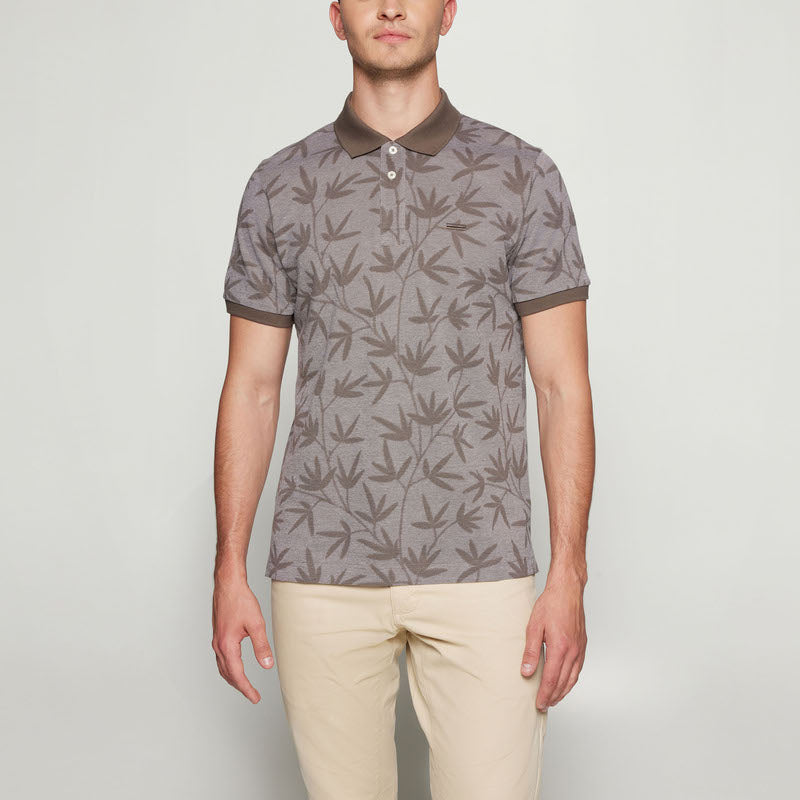 EfronSi Jaquard Pattern Polo - Espresso