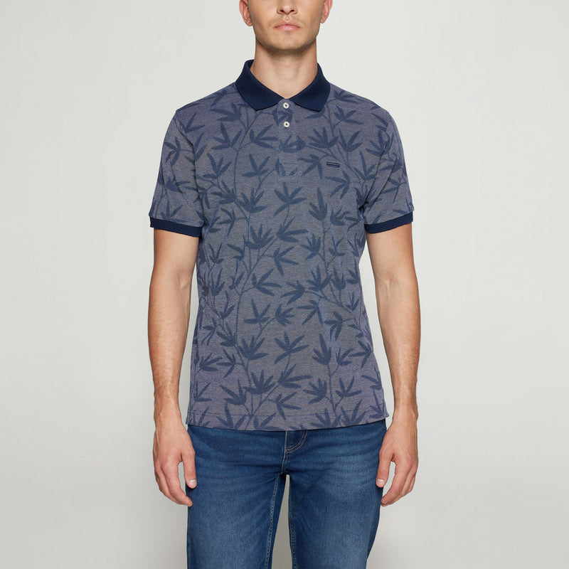 EfronSi Jaquard Pattern Polo - Blue Captain