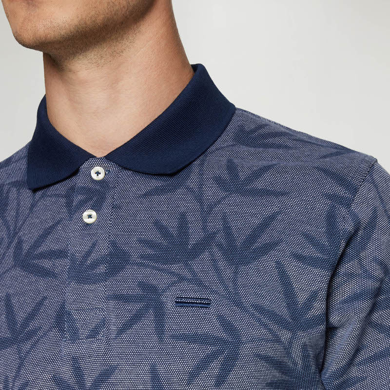 EfronSi Jaquard Pattern Polo - Blue Captain