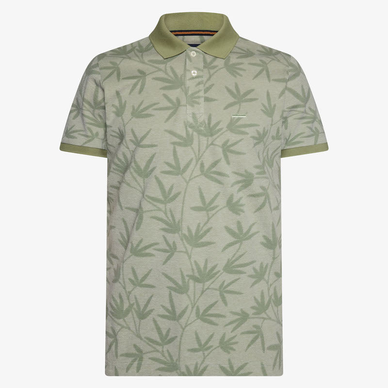 EfronSi Jaquard Pattern Polo - Oil Green