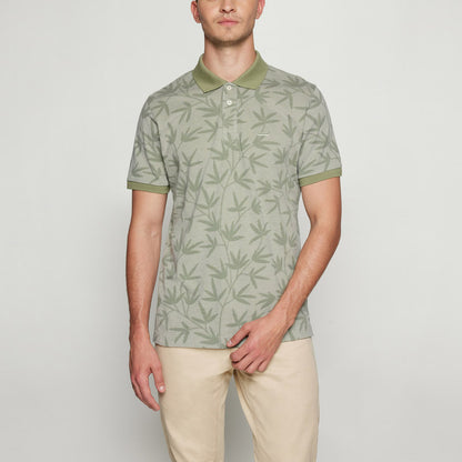 EfronSi Jaquard Pattern Polo - Oil Green