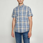 GianSi Slub Check SS - Blue Captain
