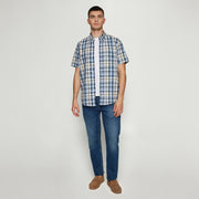 GianSi Slub Check SS - Blue Captain