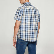 GianSi Slub Check SS - Blue Captain