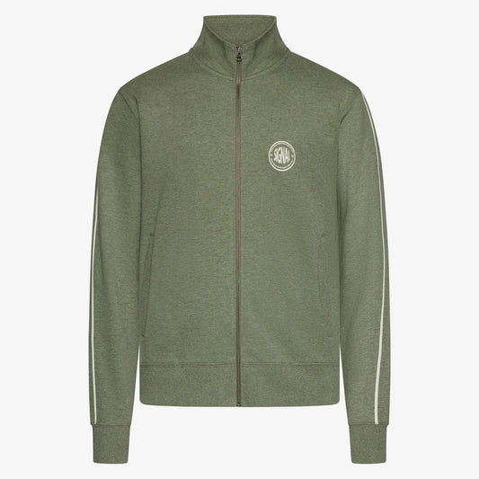 MattsSi Zip Sweat Cardigan - Oil Green Melange