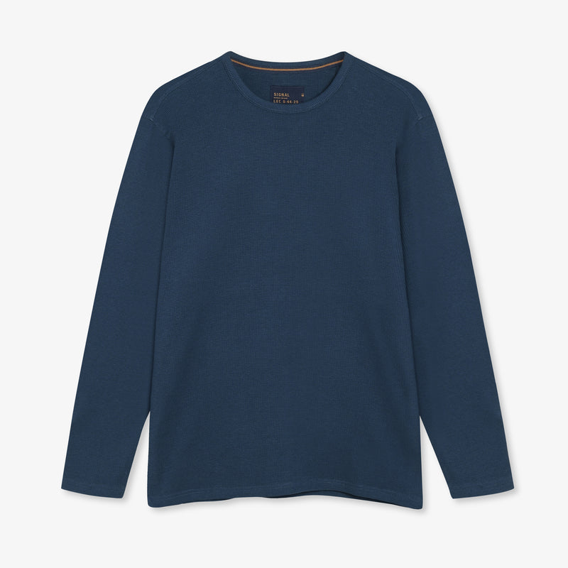 13632 FredSi Waffle Tee LS - Blue Dipper