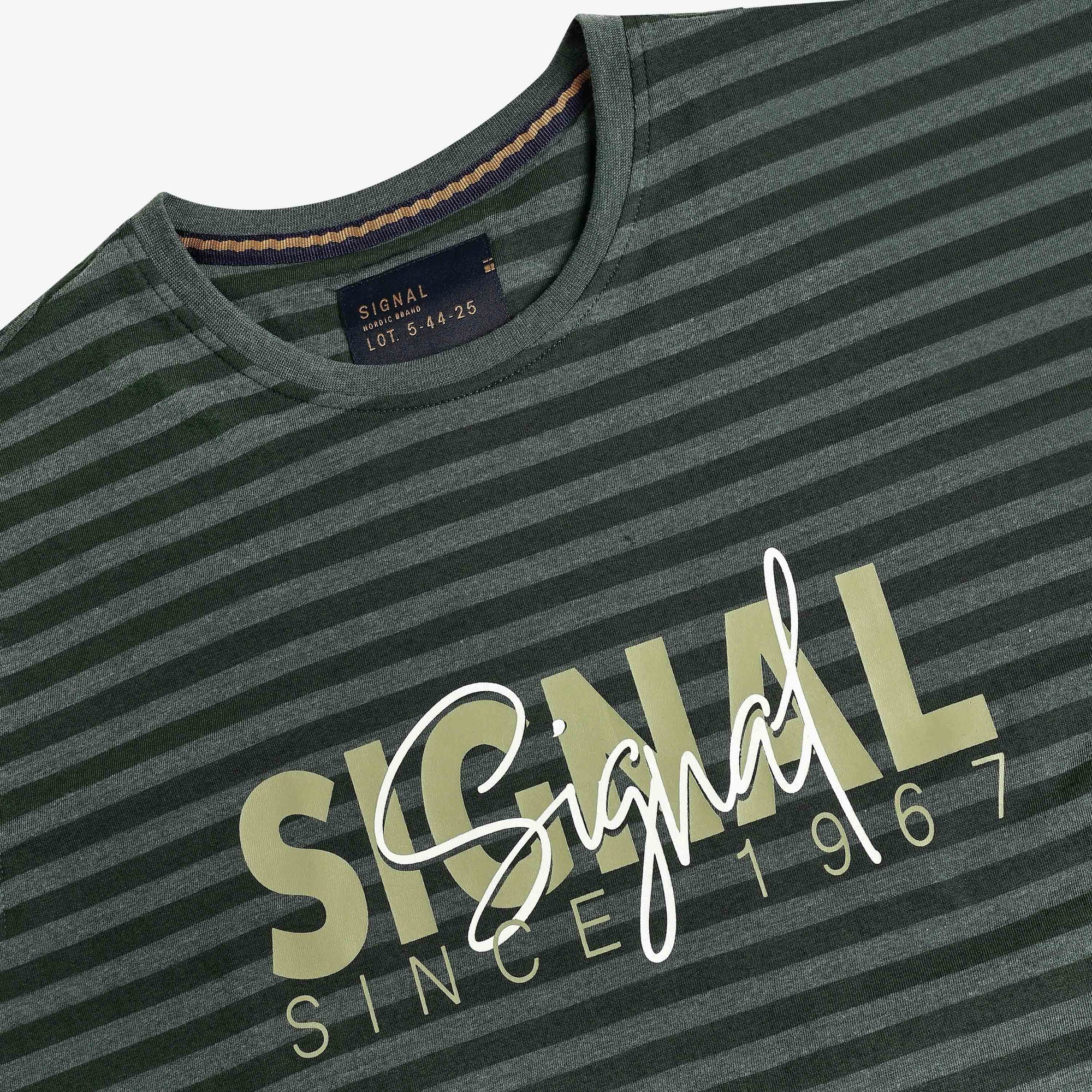 13656 LewiSi Subtle Stripe Print - Evergreen