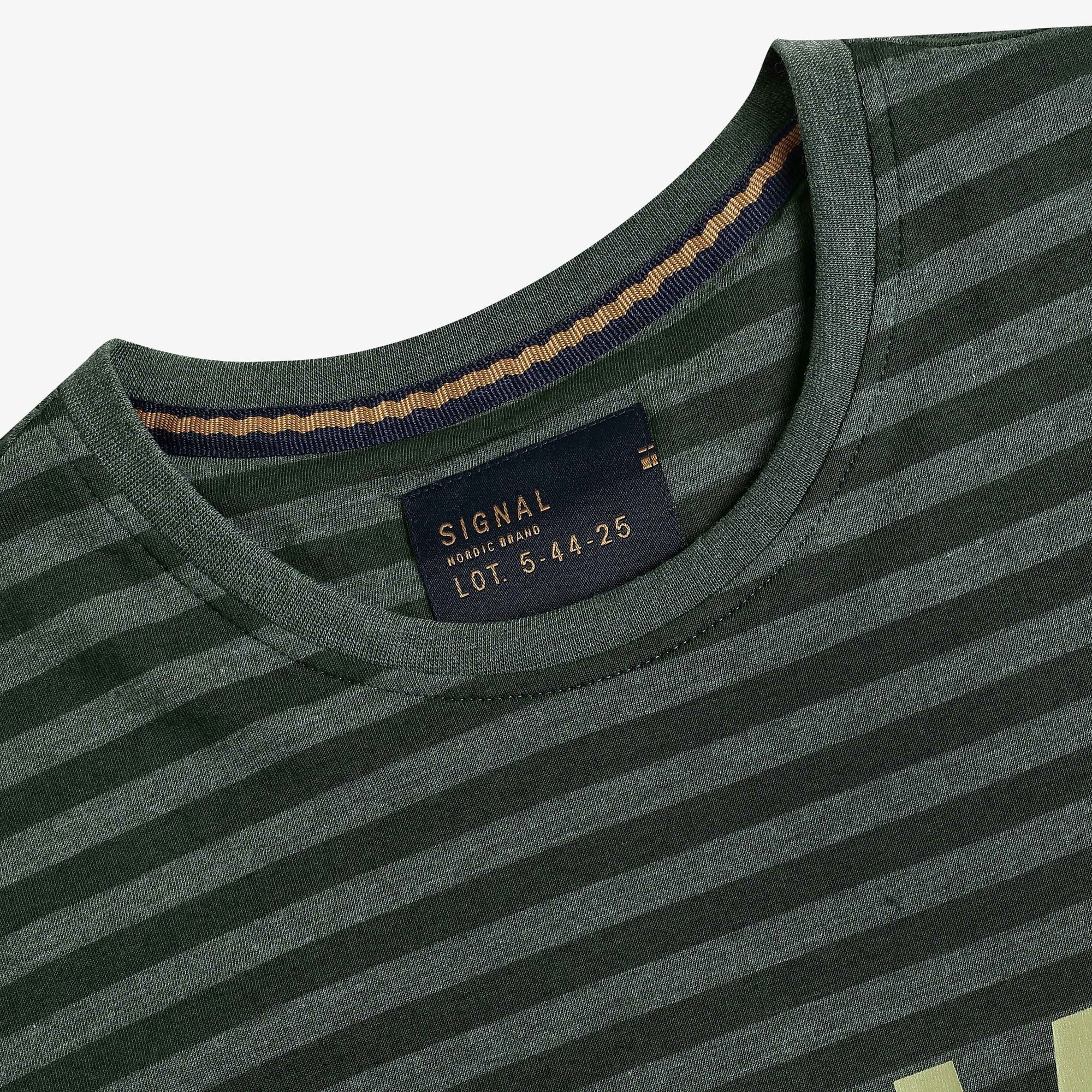 13656 LewiSi Subtle Stripe Print - Evergreen