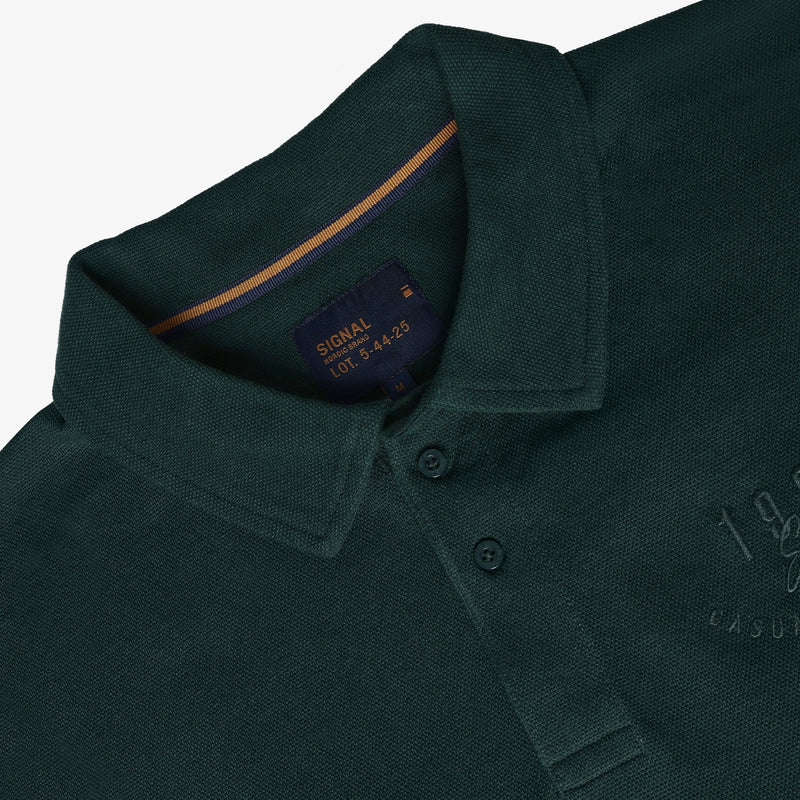 13657 LeonSi Heavy Emb. Polo - Evergreen