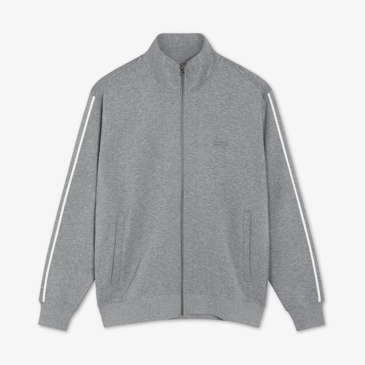 17244 KevinSi Zip Sweat Cardigan - Mid Grey Melange